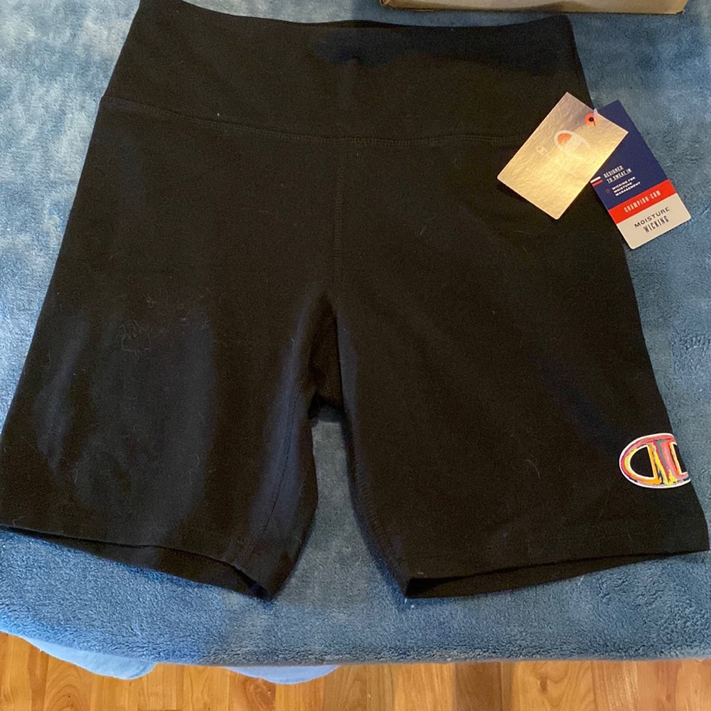 Champion Athletic Shorts size Large black with colored logo